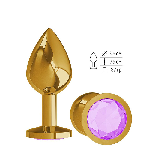 Золотистая средняя пробка с сиреневый кристаллом Сумерки богов 520-13 lilac-DD (8,5 см)