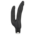 Чёрный анально-вагинальный вибромассажёр-реалистик Orion Backdoor Lovers Double 0587583 (24,5 см)
