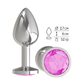Серебристая анальная втулка с розовым кристаллом Сумерки богов 513-06 pink-DD (7 см)