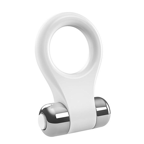 Белое эрекционное кольцо с вибрацией OVO B1 WHITE