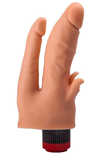 Двойной анально-вагинальный гелевый вибратор телесного цвета LOVETOY (А-Полимер) 114900 (17 см)