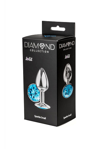 Малая серебристая анальная пробка с голубым кристаллом Lola toys Diamond Light blue Sparkle Small 4009-04Lola (7 см)