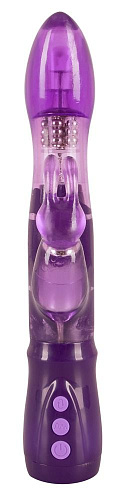 Фиолетовый вибратор с ротацией и клиторальной стимуляцией Orion Purple Surprise 0584029 (24,5 см)