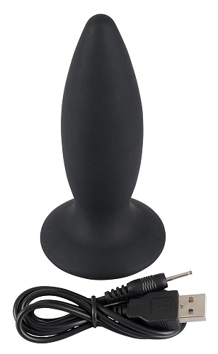 Чёрная перезаряжаемая анальная пробка Orion Black Velvets Recharge Plug M 0592803 (12,5 см)