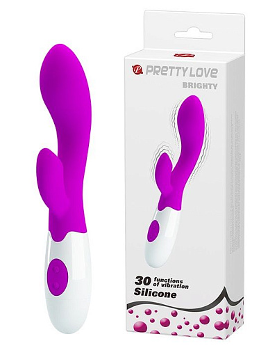 Вибратор лилового цвета с клиторальным отростком Baile Brighty BI-014174 (20 см)