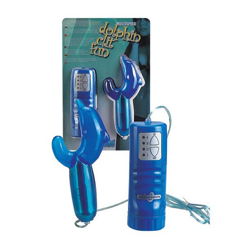Вибромассажёр синего цвета для клитора в форме дельфина Seven Creations 15-12CBLU BCD GP