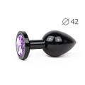 Коническая чёрная анальная втулка с сиреневым кристаллом Anal Jewelry Plug BKL-15 (9,3 см)
