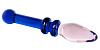 Синий с розовым двусторонний анальный фаллоимитатор из стекла Джага-Джага GD152 (20,5 см)