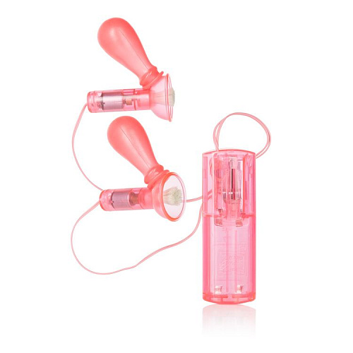 Помпы розового цвета  для груди с вибрацией California Exotic Novelties Nipple Play E-Zone SE-2598-04-3