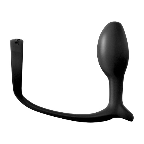Чёрная анальная пробка с эрекционным кольцом Pipedream Ass-Gasm Cockring Beginners Plug PD4693-23