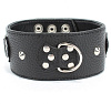 Чёрный кожаный ошейник с короткими шипами БДСМ арсенал 55008