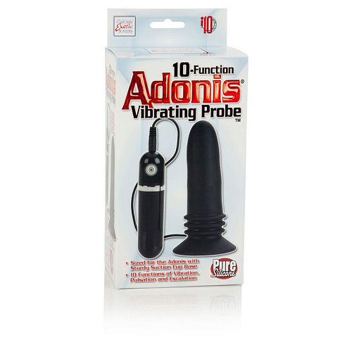 Чёрная анальная пробка California Exotic Novelties 10-Function Adonis Vibrating Probes SE-0404-10-3 (14 см)