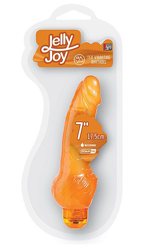 Оранжевый гелевый вибратор с широким основанием Dream Toys JELLY JOY 7INCH 10 RHYTHMS 20850 (17,5 см)