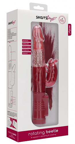 Красный вибратор-кролик Shots Media BV Rotating Beetle SHTO005RED (22 см)