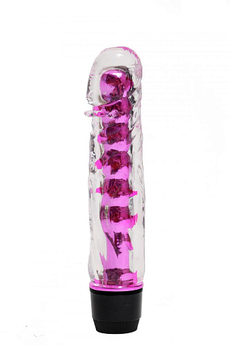 Прозрачно-розовой вибратор с пупырышками 4sexdreaM 47487 (17,5 см)