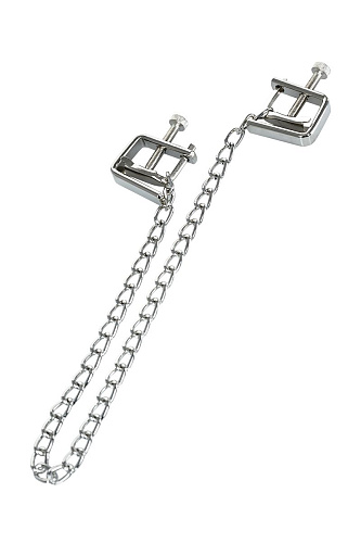 Серебристые зажимы для сосков с цепочкой ToyFa Theatre 705004