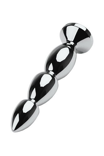 Серебристый анальный стимулятор с фиолетовым кристаллом ToyFa 717042-4 (14 см)