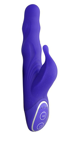 Фиолетовый вибромассажёр с клиторальным стимулятором Seven Creations D015V5X047V5 (19 см)