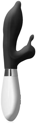 Чёрный вибратор-кролик Shots Media BV Adonis LUNA015BLK (21,5 см)