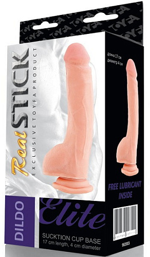 Телесный фаллоимитатор с мошонкой на присоске ToyFa 982003 (17 см)