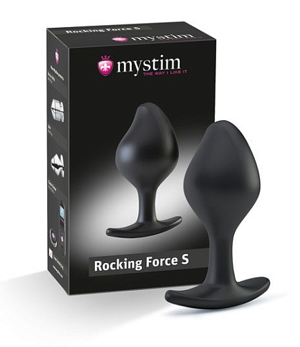 Чёрная анальная пробка для электростимуляции MyStim Rocking Force S 46270 (9,5 см)