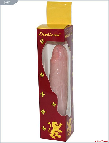 Телесный вибратор с розовой головкой из ультраскин Eroticon 30307 (20 см)