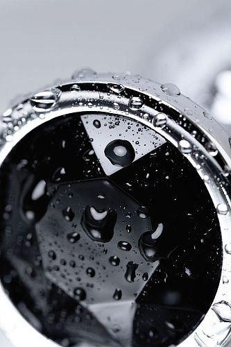 Серебристая коническая анальная пробка с чёрным кристаллом ToyFa 717014-5 (7 см)