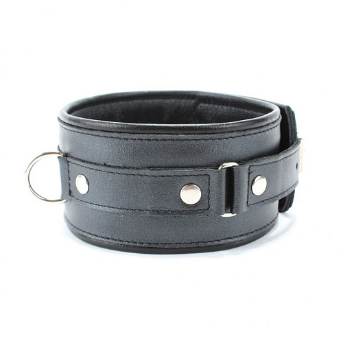 Чёрный ошейник из гладкой кожи БДСМ арсенал 63002