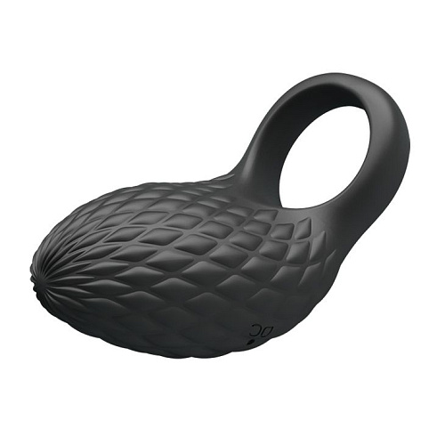 Чёрное эрекционное виброкольцо с рельефным дизайном Baile Heloise BI-210192