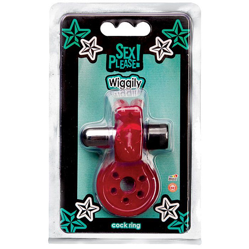 Розовое эрекционное кольцо с вибрацией и стимулятором клитора Topco Sales Sex Please! Wiggily Vibrating Cock Ring 2100029