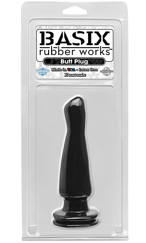Чёрная анальная пробка Pipedream Basix Rubber PD4266-23 (15 см)