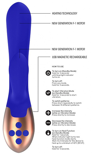 Синий вибратор с подогревом Shots Media BV Exquisite ELE002BLU (20,5 см)