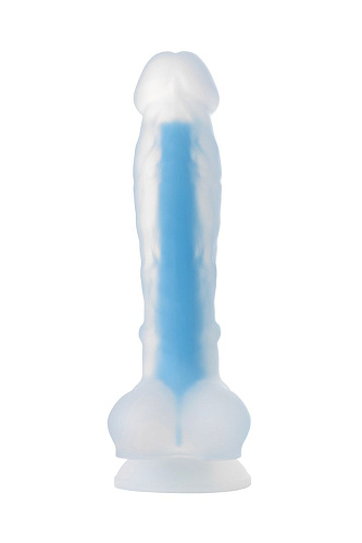 Прозрачно-синий фаллоимитатор, светящийся в темноте ToyFa Bruce Glow 872002 (22 см)