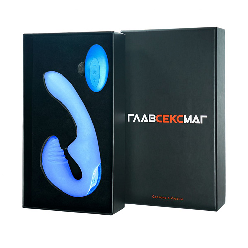 Голубой безремневой страпон с пультом ДУ Главсексмаг GSM101031 (17,5 см)