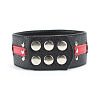 Чёрно-красный ошейник с клёпками БДСМ арсенал 55004