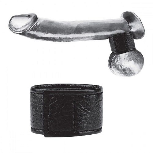 Чёрная утяжка на мошонку BlueLine 1 Velcro Ball Stretcher BLM3053