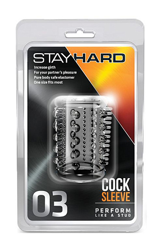 Прозрачная насадка с шипами и шишечками Blush Novelties STAY HARD COCK SLEEVE 03 CLEAR BL-00312