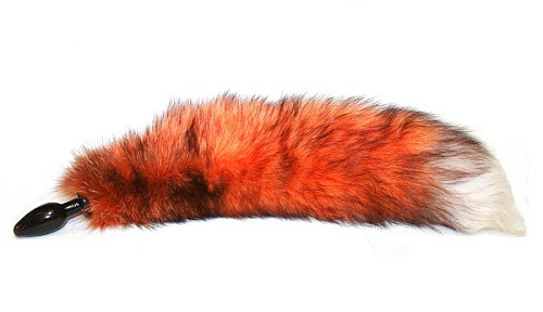 Анальная пробка чёрного цвета с тонированным лисьим хвостом Wild Lust BF32black/greyrh