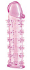 Гелевая розовая насадка на фаллос с шипами ToyFa 818031-3 (12 см)