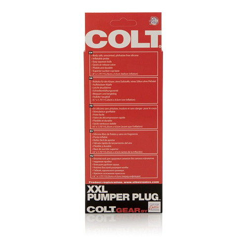Чёрная анальная помпа с эффектом подкачки California Exotic Novelties COLT XXL PUMPER PLUG SE-6868-25-3 (17 см)