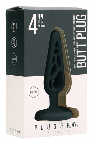 Чёрная анальная пробка Shots Media BV 4 Inch Hollow №4 PLU010BLK (10 см)