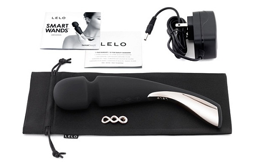 Профессиональный массажёр черного цвета Lelo Smart Wand Medium LEL8289