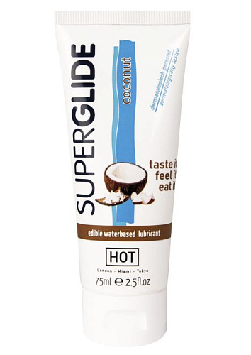 Съедобный лубрикант на водной основе с ароматом кокоса HOT Superglide 44116 (75 мл)