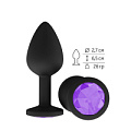 Чёрная анальная втулка с фиолетовым кристаллом Сумерки богов 518-08 purple-DD (7,3 см)
