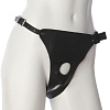 Кожаные трусики унисекс чёрного цвета со штырьком для фиксации насадок Doc Johnson Leather Ultra Harness with Plug 1010-06-BX