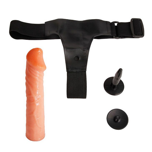 Телесный фаллос на трусиках регулирующегося размера Baile BW-022012 (19 см)