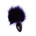 Чёрная анальная пробка с фиолетовым заячьим хвостом Wild Lust HT40black/purple (8 см)