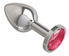 Серебристая анальная втулка с малиновым кристаллом Сумерки богов 513-02 crimson-DD (7 см)
