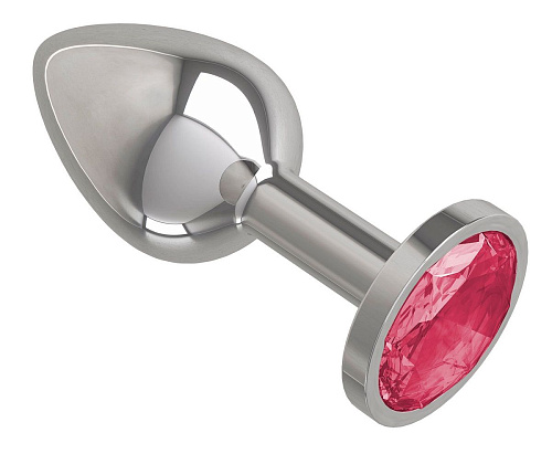 Серебристая анальная втулка с малиновым кристаллом Сумерки богов 513-02 crimson-DD (7 см)