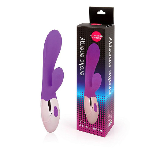 Фиолетовый вибромассажёр с отростком с 10 режимами вибрации Bior toys EE-10263-5